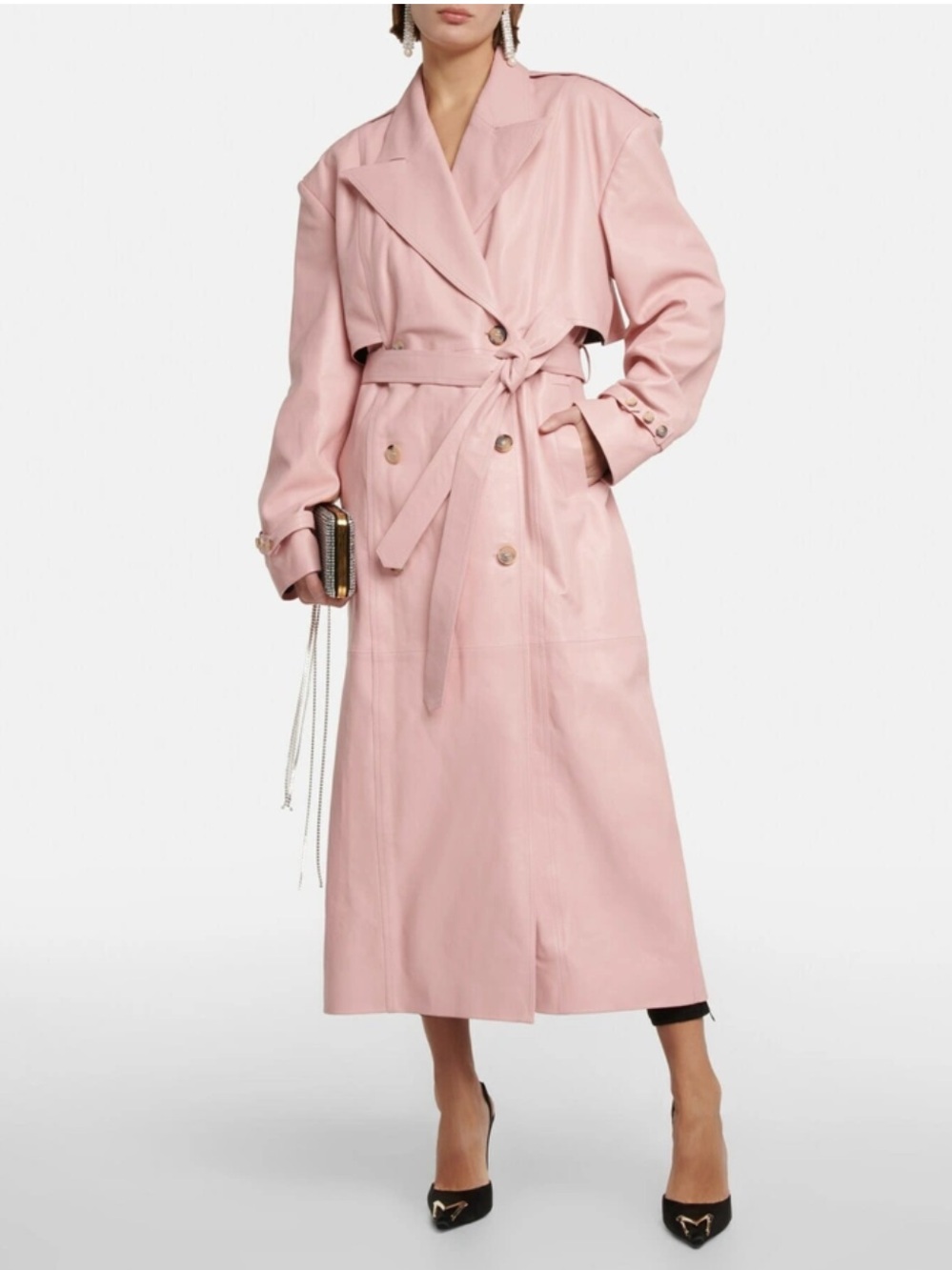 Magda Butrym Pink Leather Trench Coat